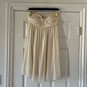Chiffon Strapless Off-White Mini Dress Size L